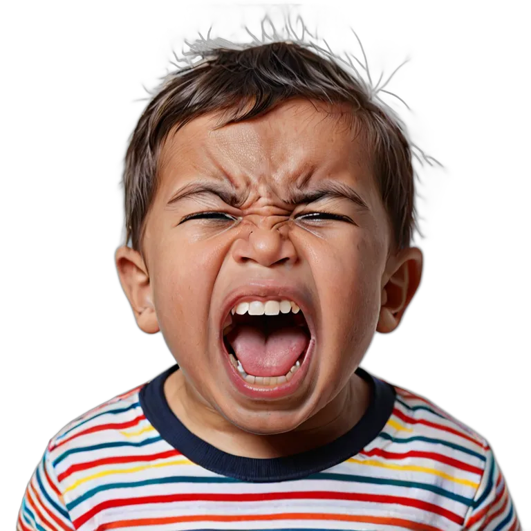 人間 怒り ヒスパニック系の幼児が激怒して叫んでいる 透過 PNG 画像 フリー素材 #37425