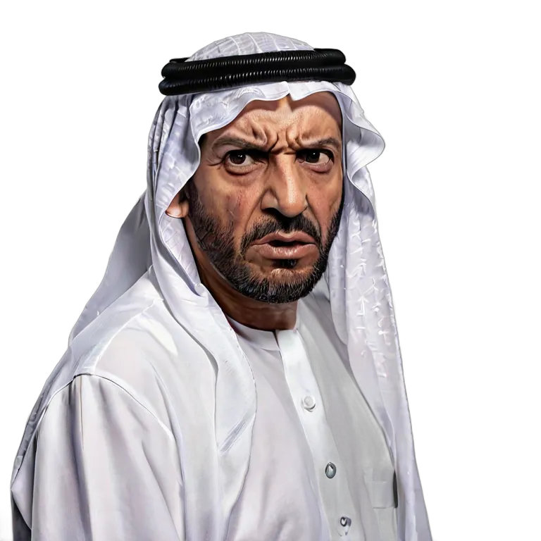 人間 怒り 激しく怒っているように見える中年のアラブ人男性 透過 PNG 画像 フリー素材 #37427