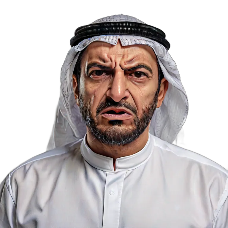 人間 怒り 激しく怒っているように見える中年のアラブ人男性 透過 PNG 画像 フリー素材 #37429