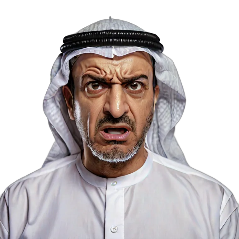 人間 怒り 激しく怒っているように見える中年のアラブ人男性 透過 PNG 画像 フリー素材 #37430