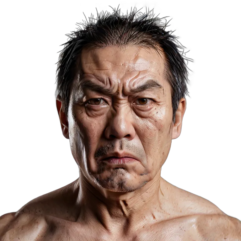 人間 怒り 激怒した表情の中年日本人男性 透過 PNG 画像 フリー素材 #37467