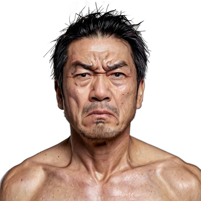 人間 怒り 激怒した表情の中年日本人男性 透過 PNG 画像 フリー素材 #37468