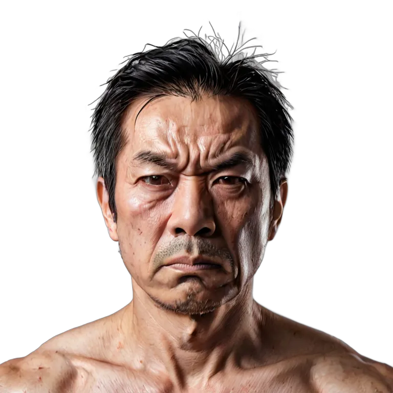 人間 怒り 激怒した表情の中年日本人男性 透過 PNG 画像 フリー素材 #37469