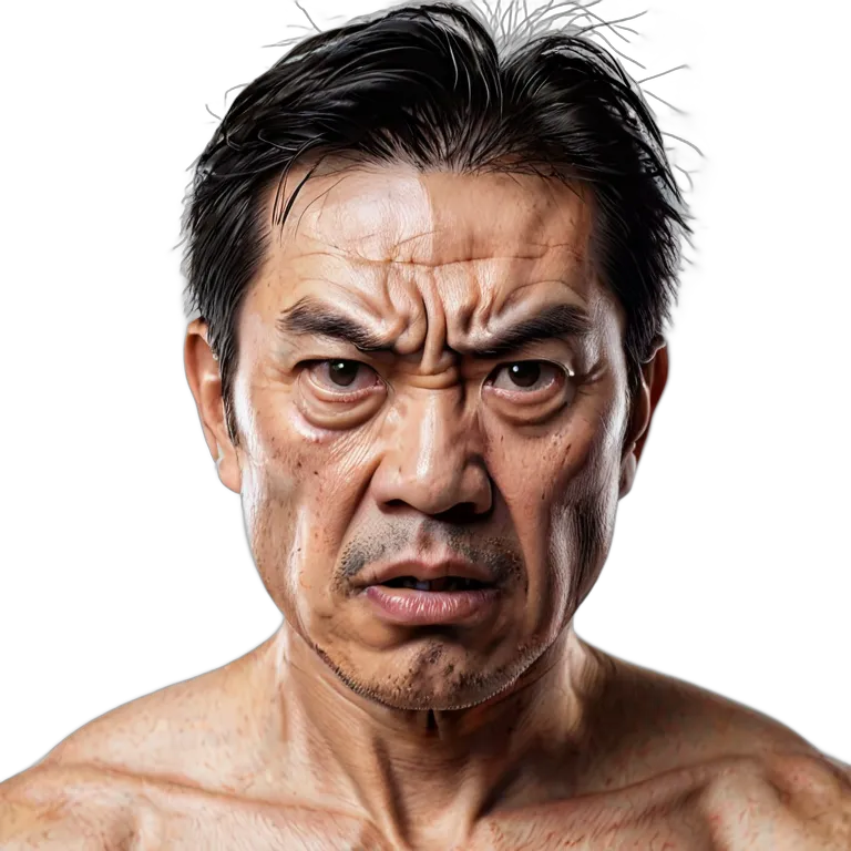 人間 怒り 激怒した表情の中年日本人男性 透過 PNG 画像 フリー素材 #37470