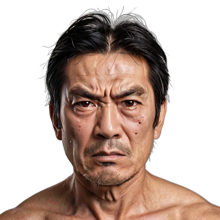 人間 怒り 激怒した表情の中年日本人男性 透過 PNG 画像 フリー素材 #37473