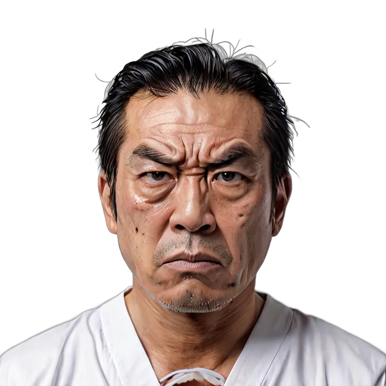 人間 怒り 激怒した表情の中年日本人男性 透過 PNG 画像 フリー素材 #37474