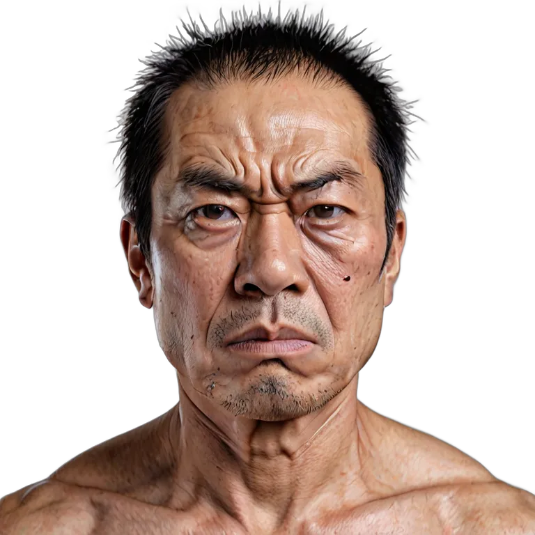 人間 怒り 激怒した表情の中年日本人男性 透過 PNG 画像 フリー素材 #37475