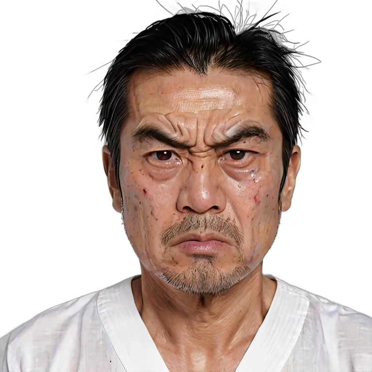 人間 怒り 激怒した表情の中年日本人男性 透過 PNG 画像 フリー素材 #37476