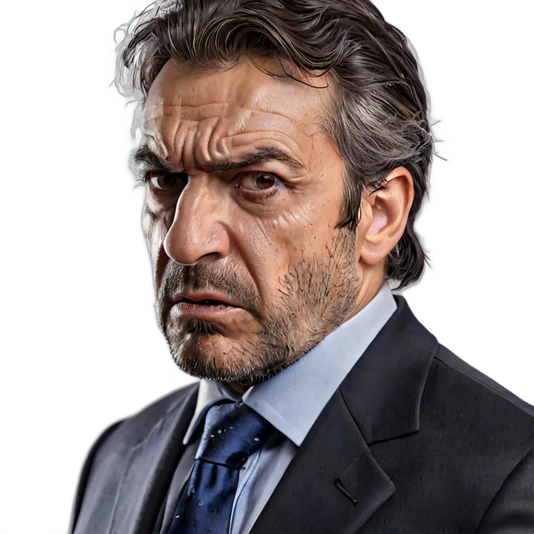 人間 怒り スーツを着た、とても怒っているように見える中年のスペイン人男性 透過 PNG 画像 フリー素材 #37486