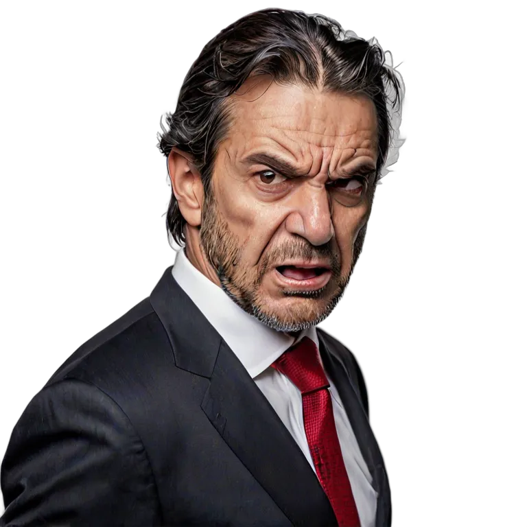 人間 怒り スーツを着た、とても怒っているように見える中年のスペイン人男性 透過 PNG 画像 フリー素材 #37487