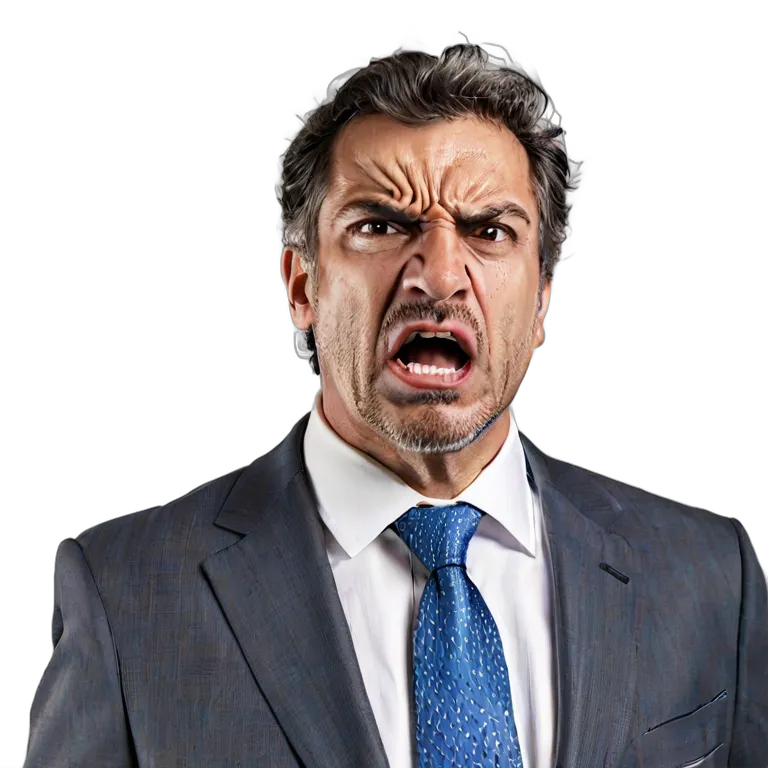 人間 怒り スーツを着た、とても怒っているように見える中年のスペイン人男性 透過 PNG 画像 フリー素材 #37488