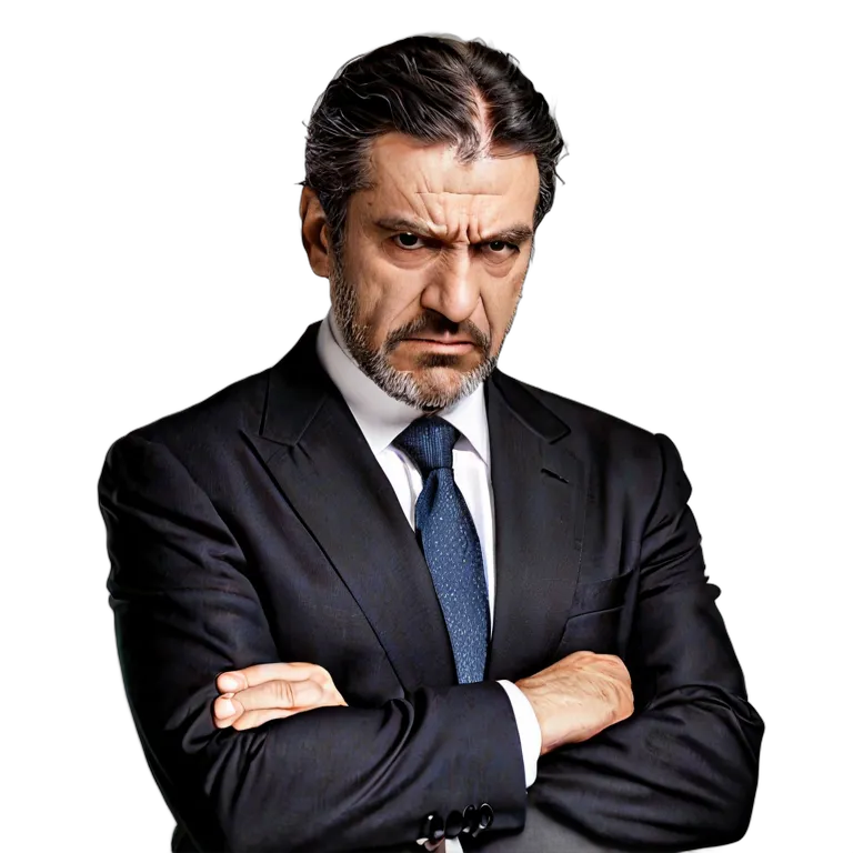 人間 怒り スーツを着た、とても怒っているように見える中年のスペイン人男性 透過 PNG 画像 フリー素材 #37489