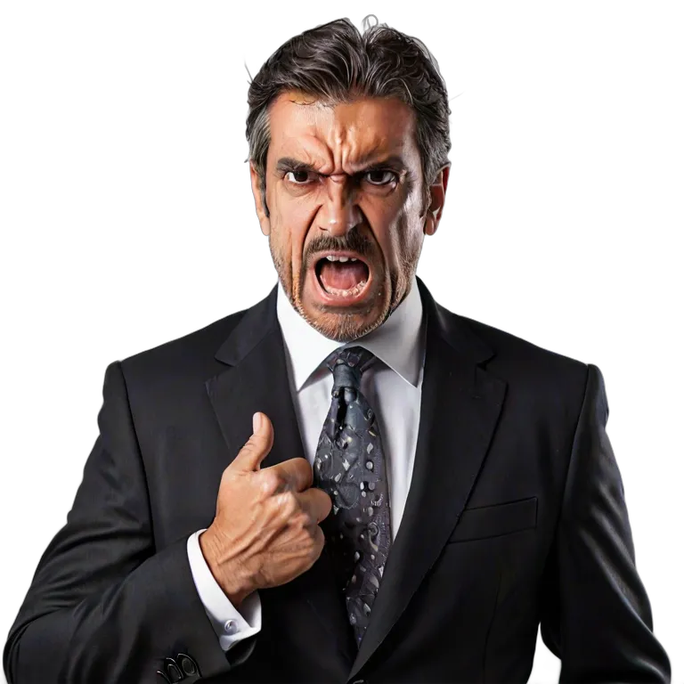 人間 怒り スーツを着た、とても怒っているように見える中年のスペイン人男性 透過 PNG 画像 フリー素材 #37490