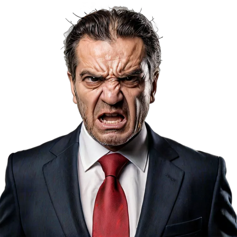 人間 怒り スーツを着た、とても怒っているように見える中年のスペイン人男性 透過 PNG 画像 フリー素材 #37491