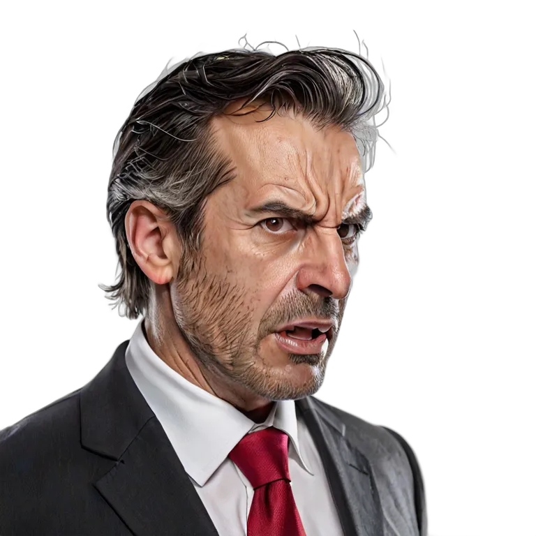 人間 怒り スーツを着た、とても怒っているように見える中年のスペイン人男性 透過 PNG 画像 フリー素材 #37492