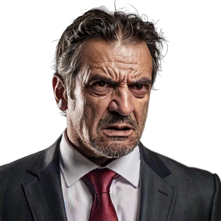 人間 怒り スーツを着た、とても怒っているように見える中年のスペイン人男性 透過 PNG 画像 フリー素材 #37493