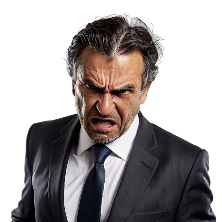 人間 怒り スーツを着た、とても怒っているように見える中年のスペイン人男性 透過 PNG 画像 フリー素材 #37495