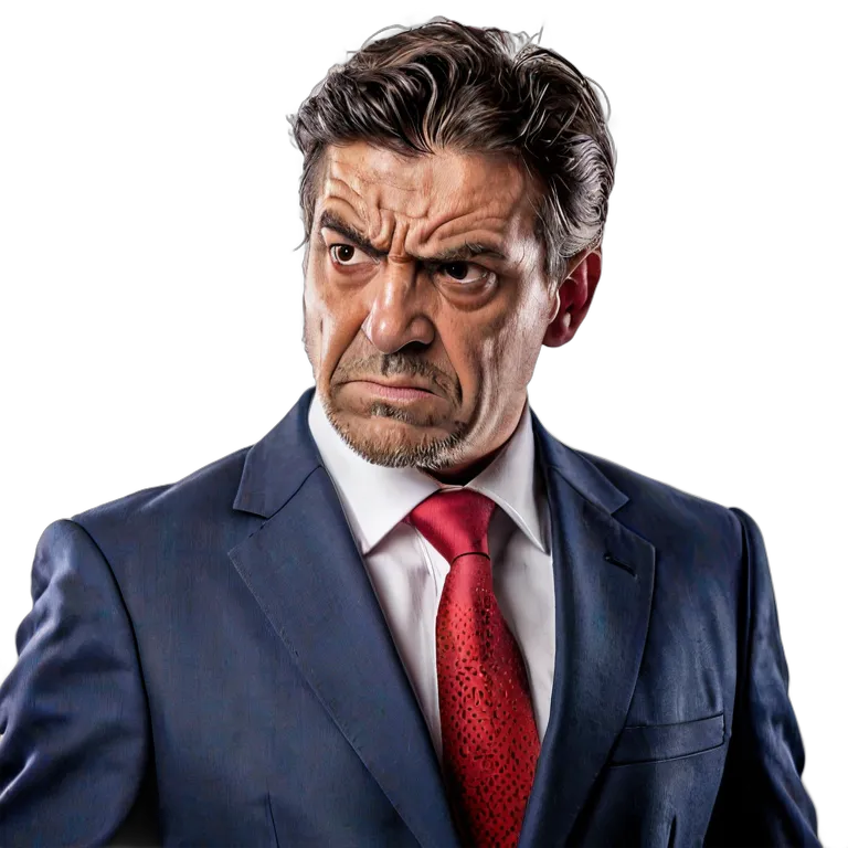 人間 怒り スーツを着た、とても怒っているように見える中年のスペイン人男性 透過 PNG 画像 フリー素材 #37496