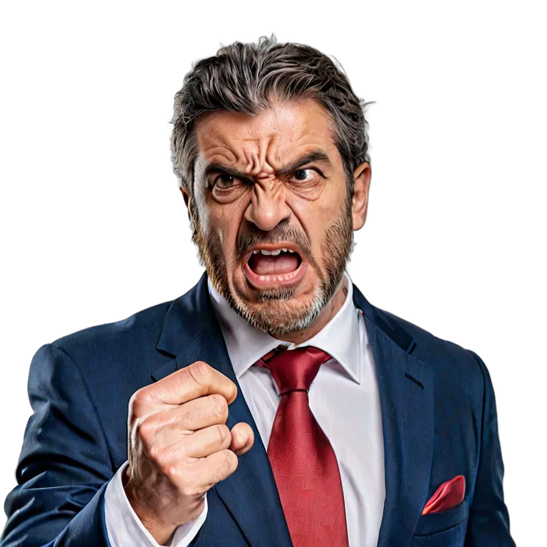 人間 怒り スーツを着た、とても怒っているように見える中年のスペイン人男性 透過 PNG 画像 フリー素材 #37497