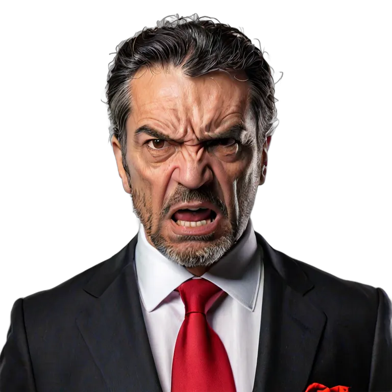 人間 怒り スーツを着た、とても怒っているように見える中年のスペイン人男性 透過 PNG 画像 フリー素材 #37498