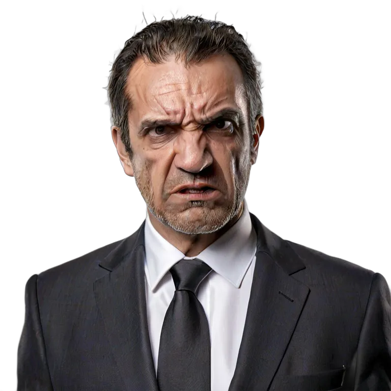 人間 怒り スーツを着た、とても怒っているように見える中年のスペイン人男性 透過 PNG 画像 フリー素材 #37500