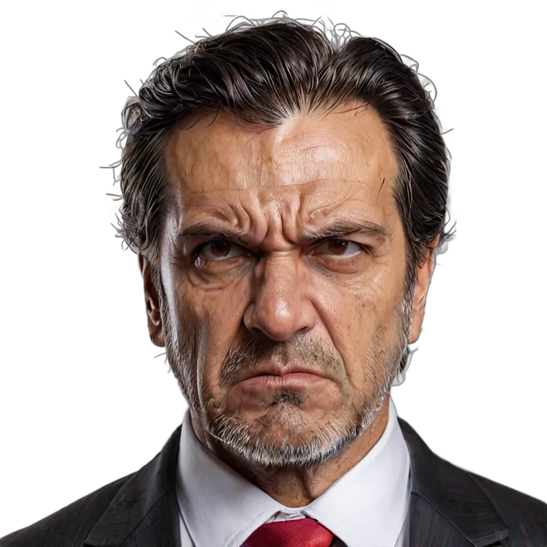 人間 怒り スーツを着た、とても怒っているように見える中年のスペイン人男性 透過 PNG 画像 フリー素材 #37502