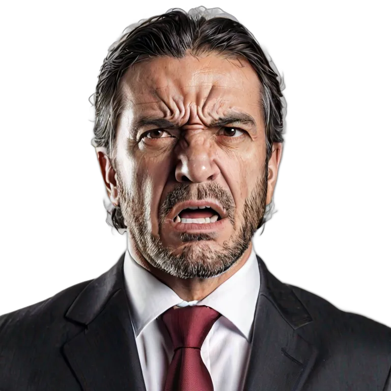 人間 怒り スーツを着た、とても怒っているように見える中年のスペイン人男性 透過 PNG 画像 フリー素材 #37503