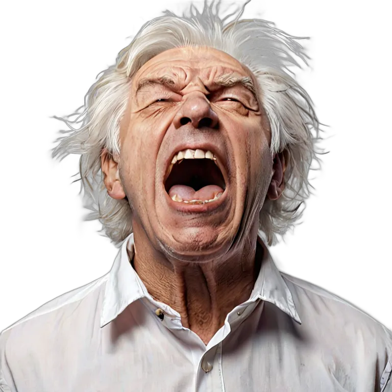 人間 怒り 空に向かって叫ぶ年配の白人男性 透過 PNG 画像 フリー素材 #37411