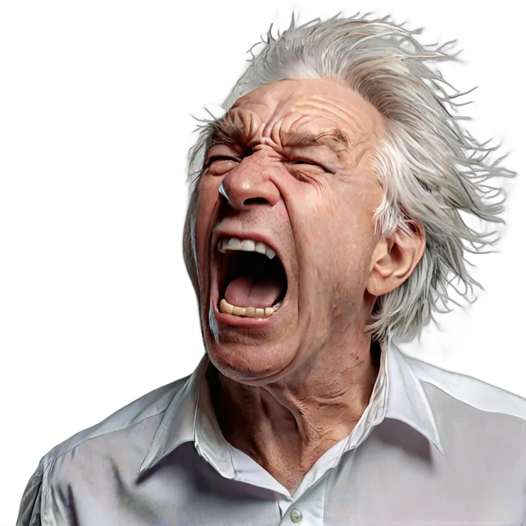 人間 怒り 空に向かって叫ぶ年配の白人男性 透過 PNG 画像 フリー素材 #37413
