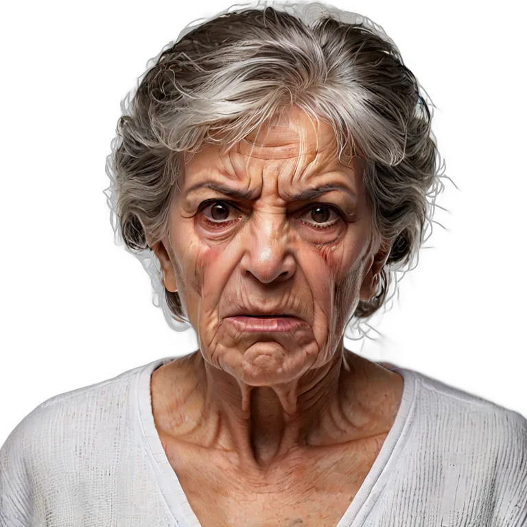 人間 怒り 怒りの鋭い視線を向けるスペイン人の年配女性 透過 PNG 画像 フリー素材 #37432