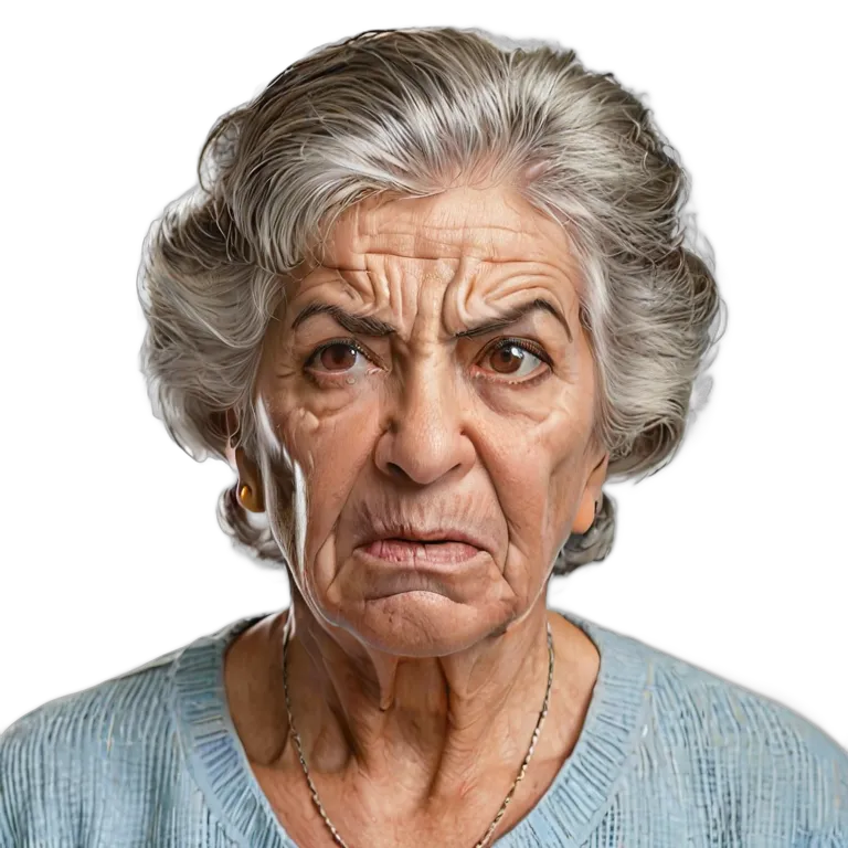 人間 怒り 怒りの鋭い視線を向けるスペイン人の年配女性 透過 PNG 画像 フリー素材 #37434