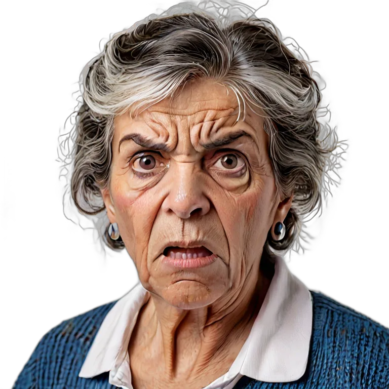 人間 怒り 怒りの鋭い視線を向けるスペイン人の年配女性 透過 PNG 画像 フリー素材 #37438