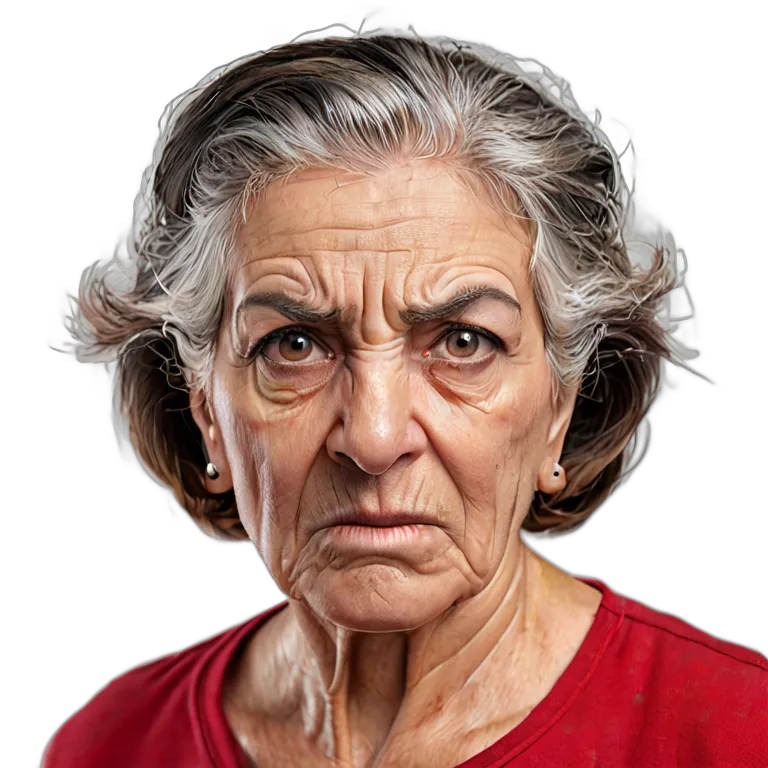 人間 怒り 怒りの鋭い視線を向けるスペイン人の年配女性 透過 PNG 画像 フリー素材 #37441