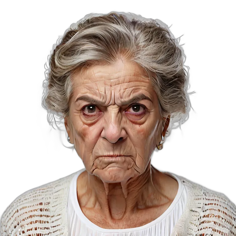 人間 怒り 怒りの鋭い視線を向けるスペイン人の年配女性 透過 PNG 画像 フリー素材 #37443