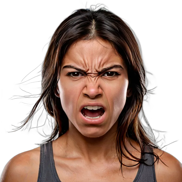 人間 怒り 非常に怒っているように見える若いヒスパニック系女性 透過 PNG 画像 フリー素材 #37463