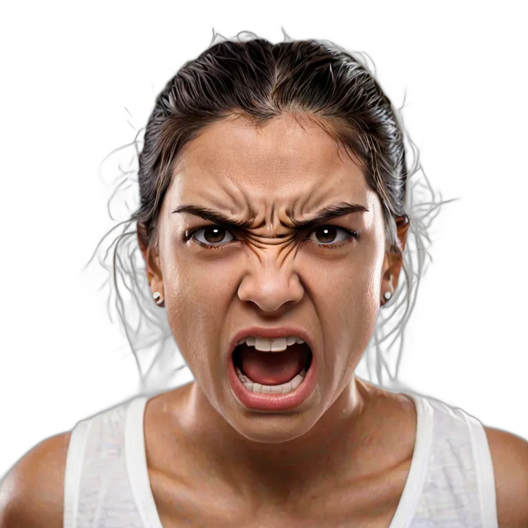 人間 怒り 非常に怒っているように見える若いヒスパニック系女性 透過 PNG 画像 フリー素材 #37464