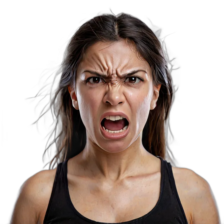 人間 怒り 非常に怒っているように見える若いヒスパニック系女性 透過 PNG 画像 フリー素材 #37465