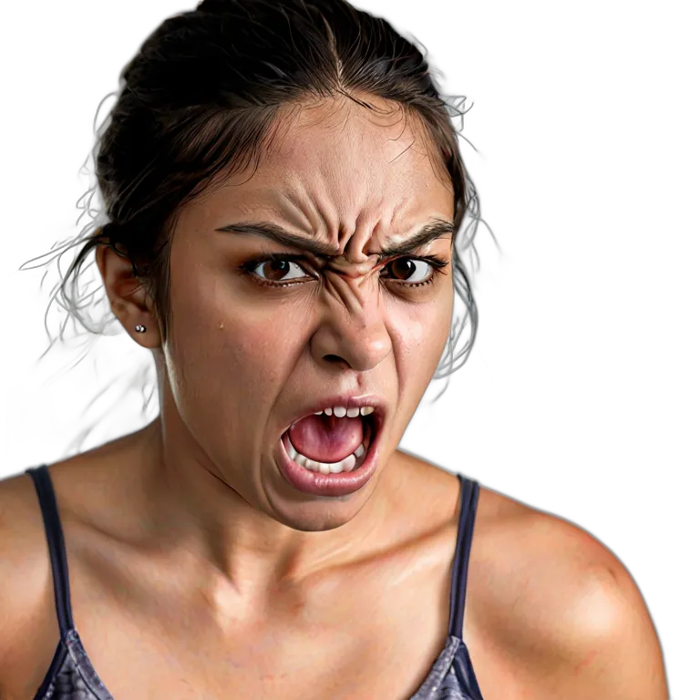 人間 怒り 非常に怒っているように見える若いヒスパニック系女性 透過 PNG 画像 フリー素材 #37466