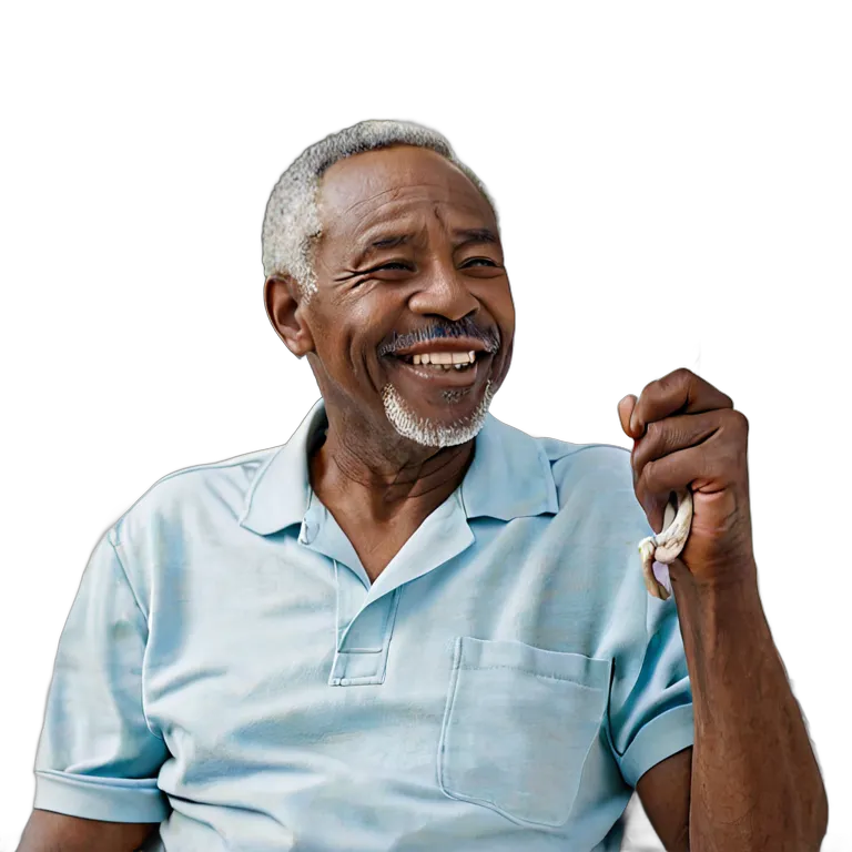 人間 幸せ 満足そうなアフリカ系アメリカ人の年配の男性 透過 PNG 画像 フリー素材 #38188