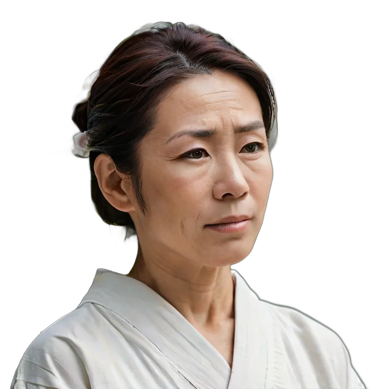 人間 幸せ 満足そうな日本の中年女性 透過 PNG 画像 フリー素材 #38233