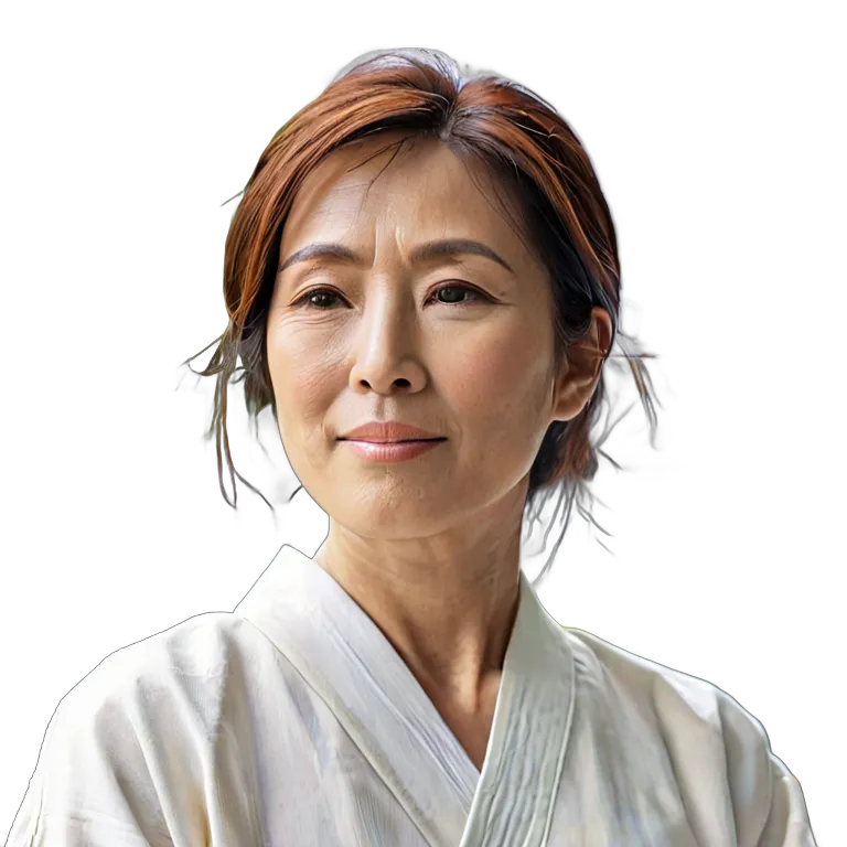 人間 幸せ 満足そうな日本の中年女性 透過 PNG 画像 フリー素材 #38234