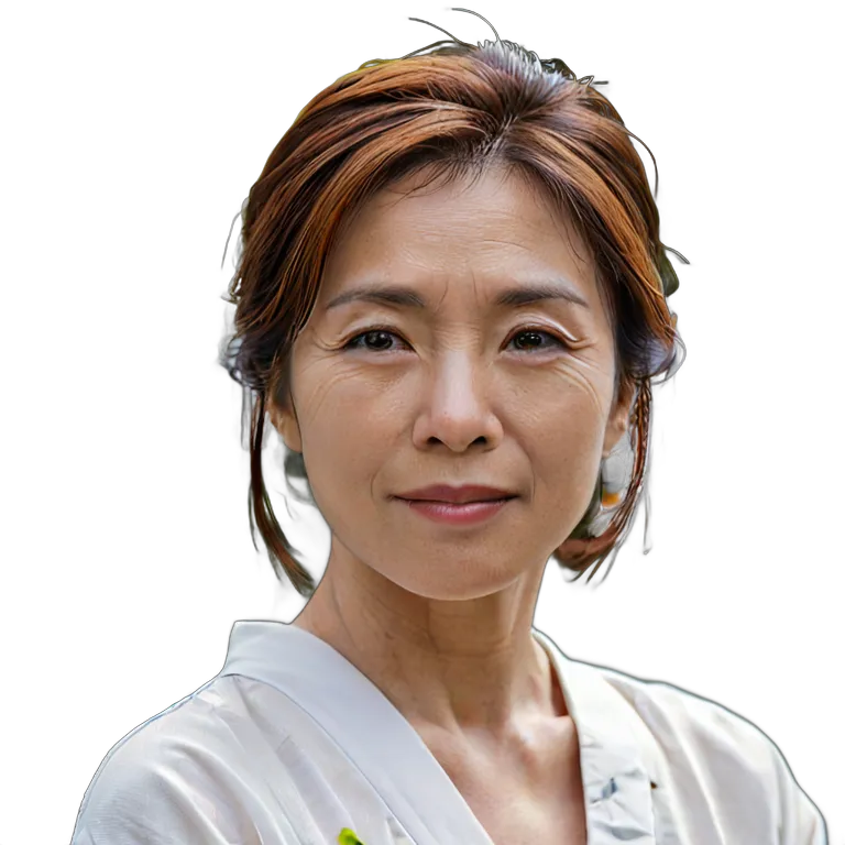 人間 幸せ 満足そうな日本の中年女性 透過 PNG 画像 フリー素材 #38235