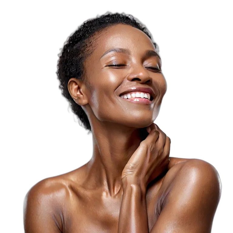 人間 幸せ 至福の表情のアフリカ系中年女性 透過 PNG 画像 フリー素材 #38223