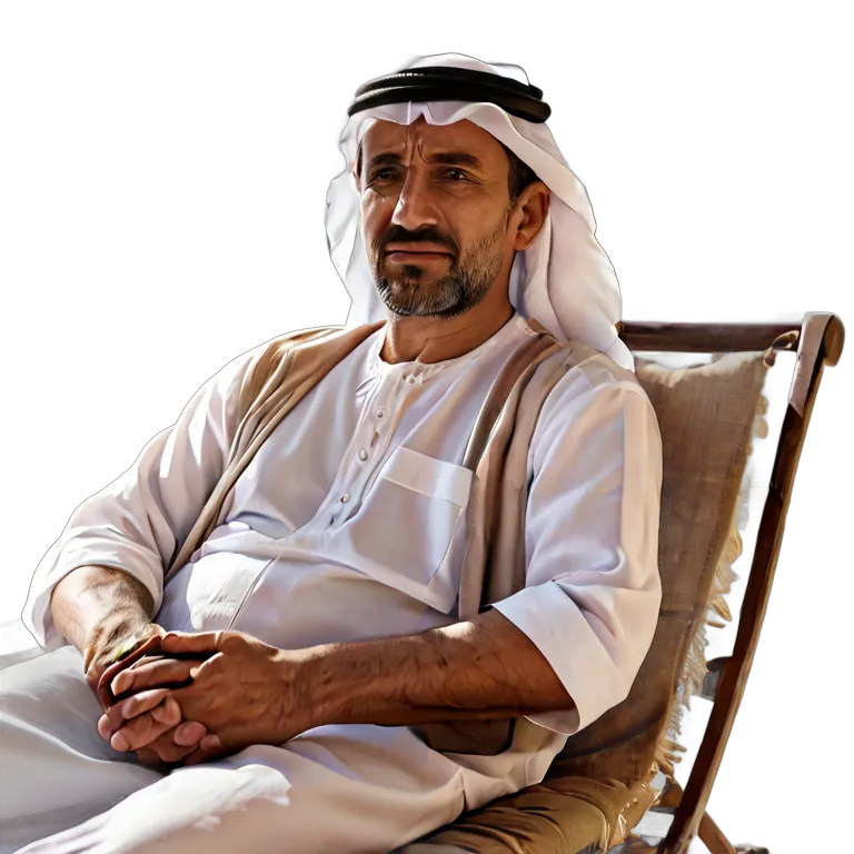 人間 幸せ リラックスして満足そうな中年のアラブ人男性 透過 PNG 画像 フリー素材 #38227