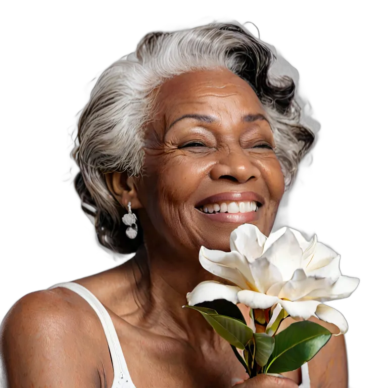 人間 幸せ 至福の表情の年配のアフリカ系アメリカ人女性 透過 PNG 画像 フリー素材 #38198