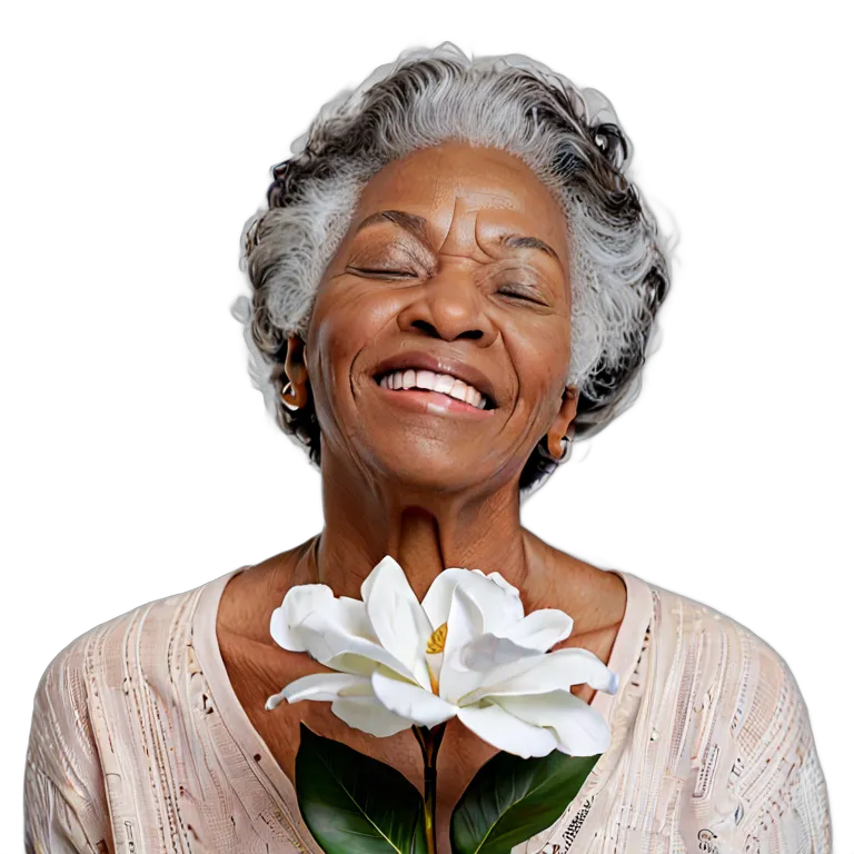 人間 幸せ 至福の表情の年配のアフリカ系アメリカ人女性 透過 PNG 画像 フリー素材 #38199