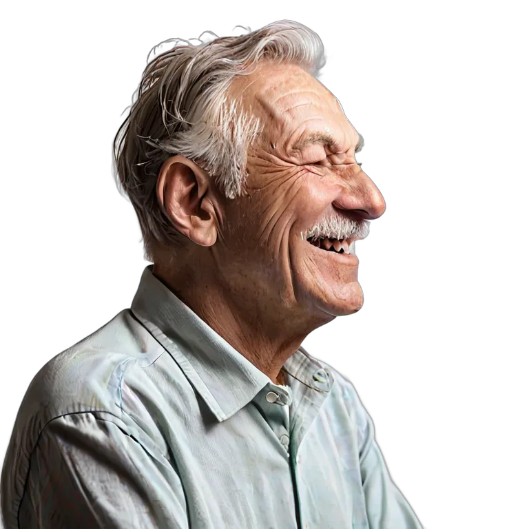 人間 幸せ 幸せそうでリラックスした様子の年配の白人男性 透過 PNG 画像 フリー素材 #38204