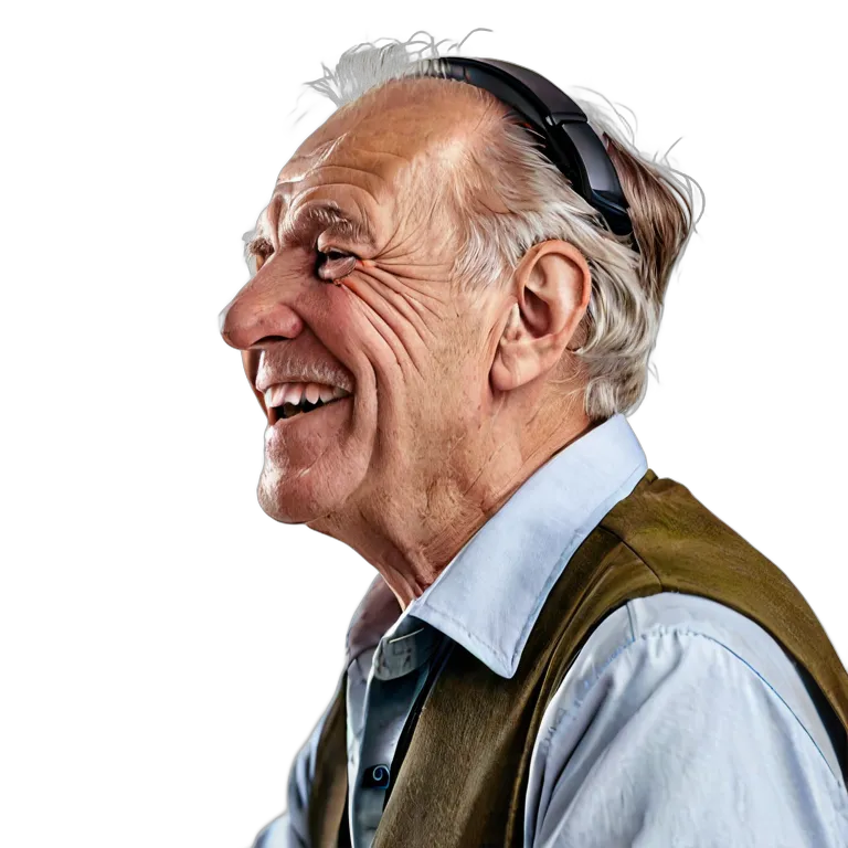 人間 幸せ 幸せそうでリラックスした様子の年配の白人男性 透過 PNG 画像 フリー素材 #38205