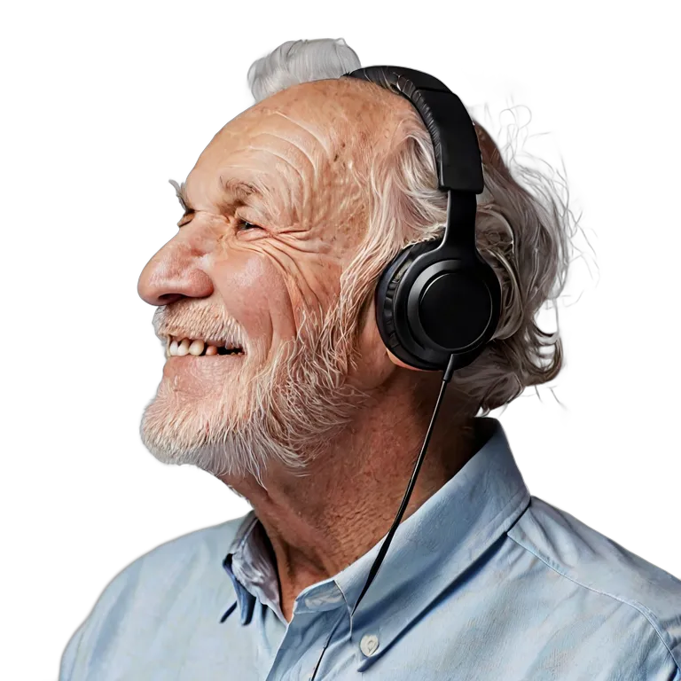 人間 幸せ 幸せそうでリラックスした様子の年配の白人男性 透過 PNG 画像 フリー素材 #38206