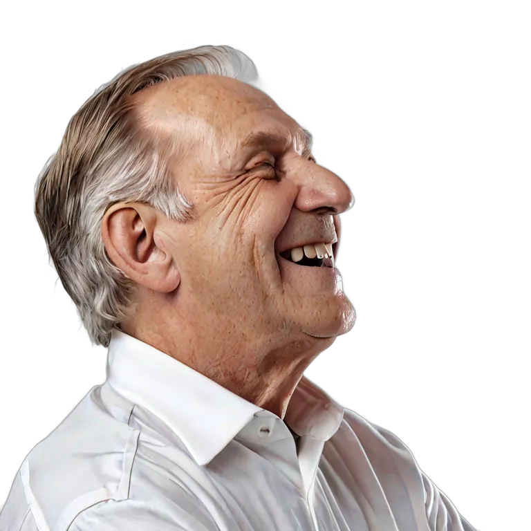 人間 幸せ 幸せそうでリラックスした様子の年配の白人男性 透過 PNG 画像 フリー素材 #38207